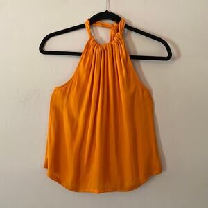 R.G. Kane Orange Halter Top Silky Lightweight High Neck Women's size Small